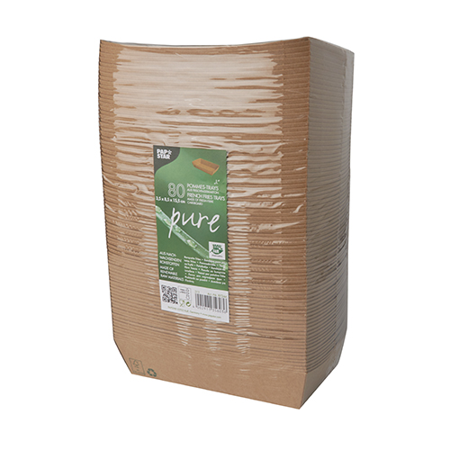 Snacktrays, Pappe "pure" 3,8 cm x 8,5 cm x 15,5 cm braun "100% Fair" groß