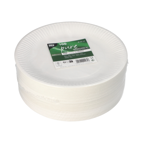 Teller, Pappe "pure" rund Ø 23 cm weiss