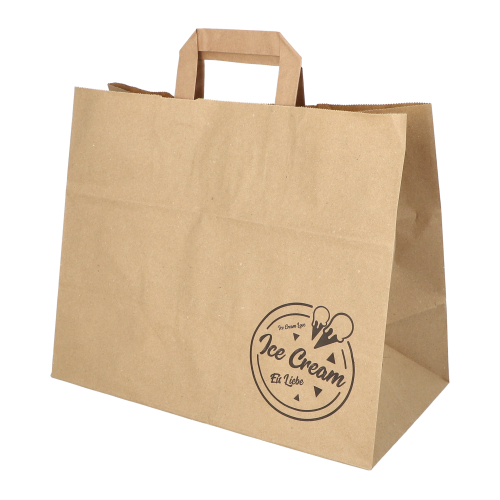 Tragetaschen, Papier 27 cm x 32 cm x 17 cm braun "Icelove" mit Tragegriff