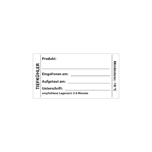 "LabelLord" HACCP Lebensmitteletiketten 37 mm x 64 mm weiss Tiefkühler