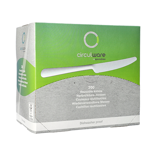 "Circulware" Mehrweg-Messer PP-MF 19,7 cm weiss "Gaia" extra stabil, in Spenderbox