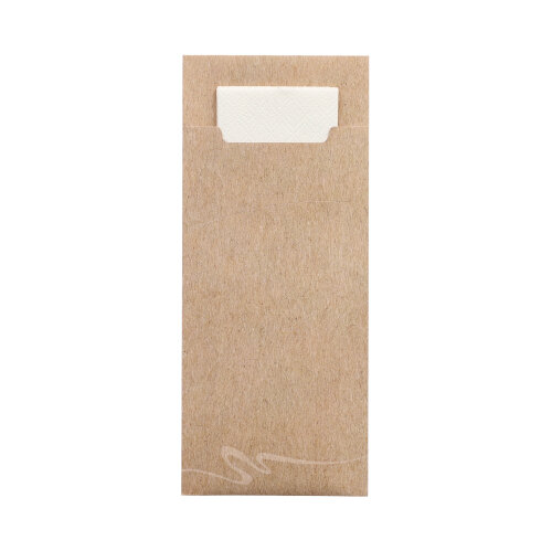 Bestecktaschen 20 cm x 8,5 cm natur inkl. weißer Serviette