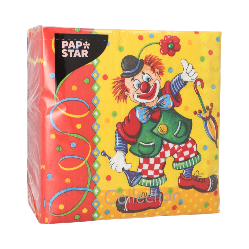 Servietten, 3-lagig 1/4-Falz 33 cm x 33 cm "Clown"