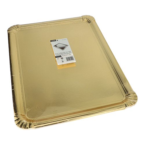 Servierplatten, Pappe, PET-beschichtet eckig 34 cm x 45,5 cm gold