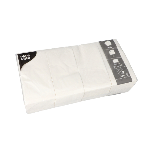 Servietten, 2-lagig 1/8-Falz 33 cm x 33 cm weiss
