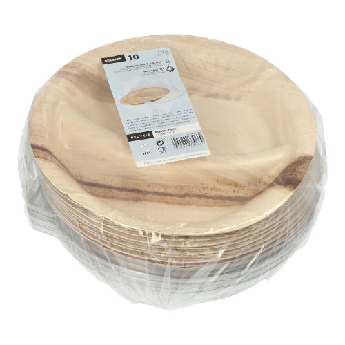 Teller, Palmblatt 2-geteilt 300 ml Ø 23 cm · 5,3 cm mit rPET Deckel "Kombipack"