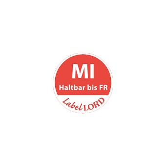 "LabelLord" HACCP Lebensmitteletiketten Ø 19 mm rot "Aqualabel" MI haltbar bis FR, abwaschbar