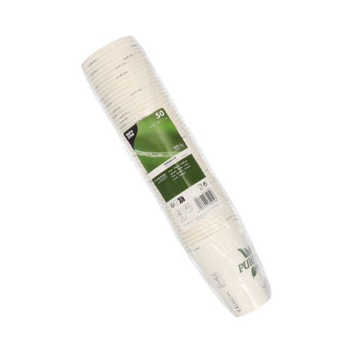 Trinkbecher, Pappe 0,2 l Ø 7,3 cm · 9,9 cm weiss "Pure Joy"