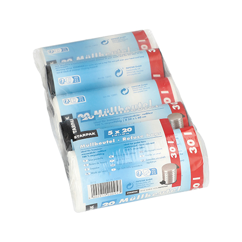 Müllbeutel, HDPE 30 l 60 cm x 50 cm farbig sortiert Müllbeutel, HDPE 30 l 60 cm x 50 cm farbig sortiert