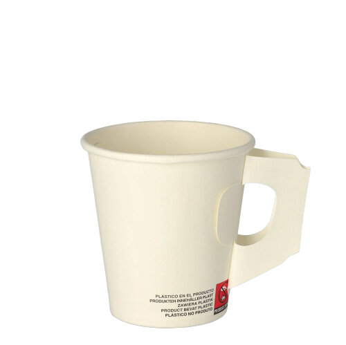 Trinkbecher mit Henkel, Pappe "To Go" 0,18 l Ø 7,3 cm · 7,8 cm weiss