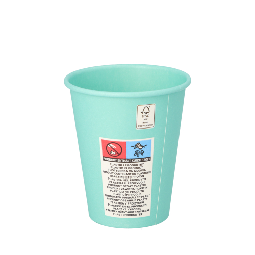 Trinkbecher, Pappe "To Go" 0,2 l Ø 8 cm · 9,2 cm türkis