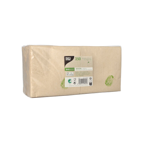 Servietten, 2-lagig 1/4-Falz 24 cm x 24 cm natur ungebleicht