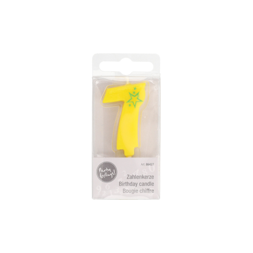 Zahlenkerze, Mini 6,8 cm gelb "7"