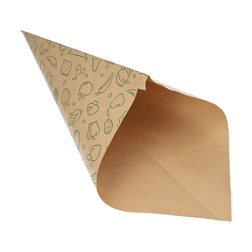 Spitztüten, Kraftpapier 48 cm x 34 cm x 34 cm braun "Fruits & Vegs" Füllinhalt 1000 g
