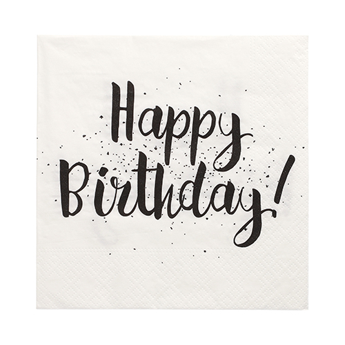 Servietten, 3-lagig 1/4-Falz 33 cm x 33 cm "Happy Birthday"