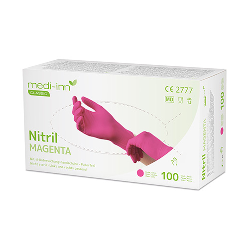 "Medi-Inn Classic" Handschuhe, Nitril puderfrei magenta "Nitril Magenta" Größe M