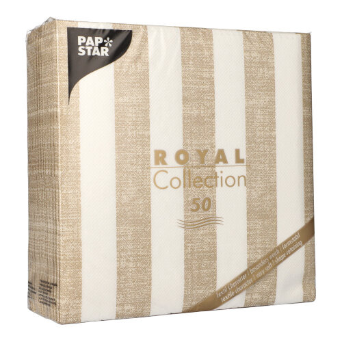 Servietten "ROYAL Collection" 1/4-Falz 40 cm x 40 cm sand "Lines"