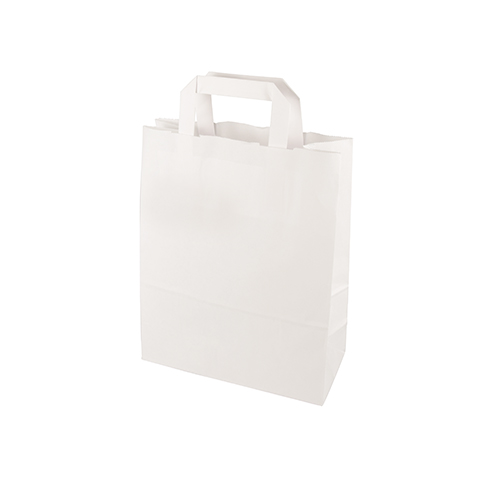 Tragetaschen, Papier 28 cm x 22 cm x 10 cm weiss mit Tragegriff