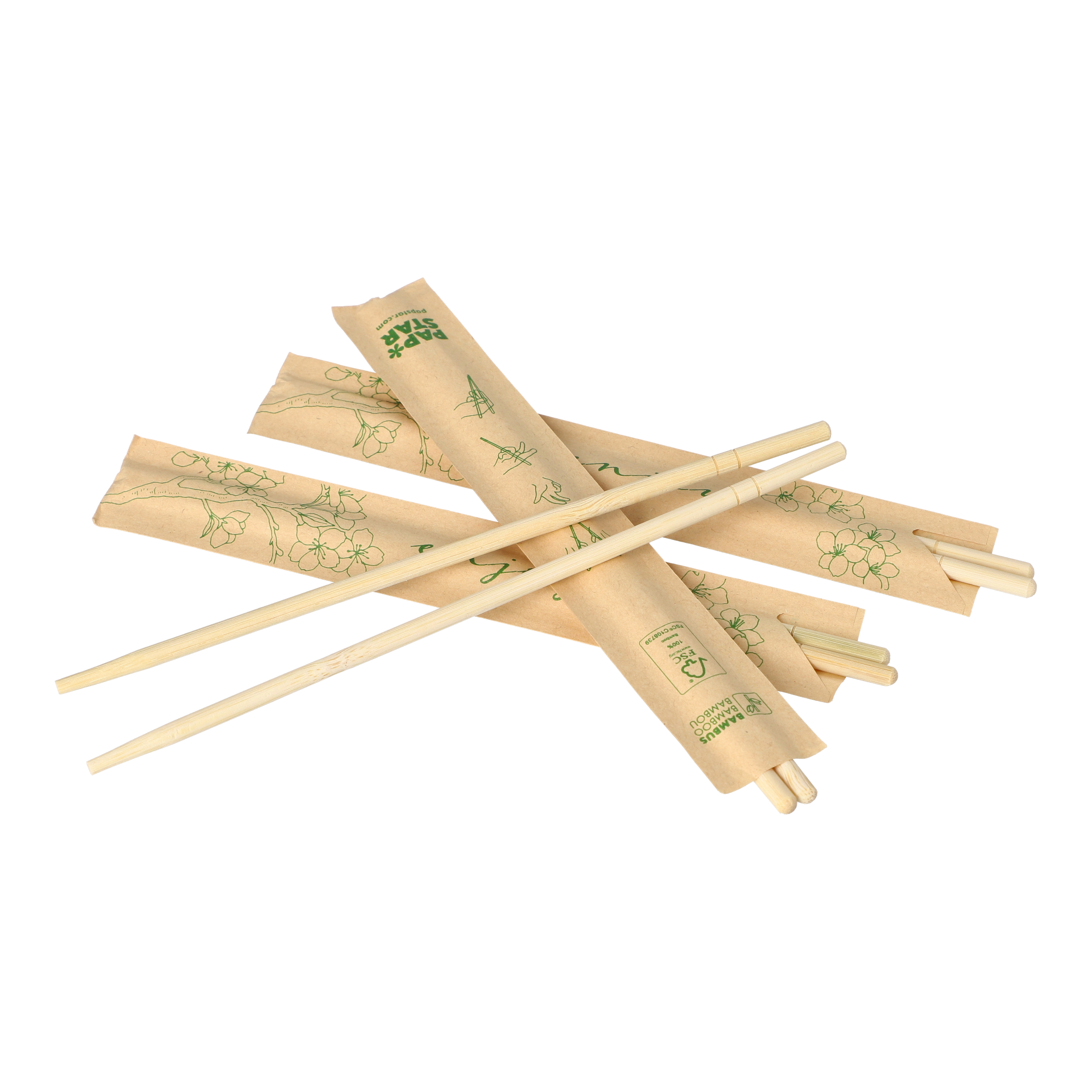 Paar Essstäbchen Bambus "ASIA" rund 19,5 cm einzeln gehüllt