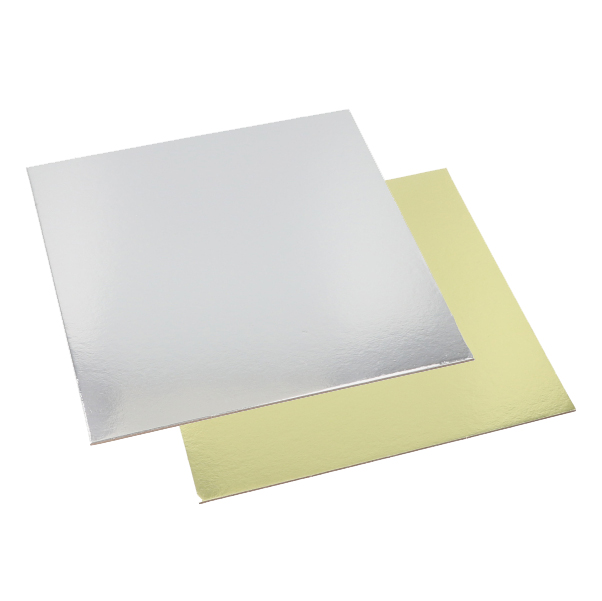 Tortenplatten eckig 0,3 cm x 28 cm x 28 cm gold/silber