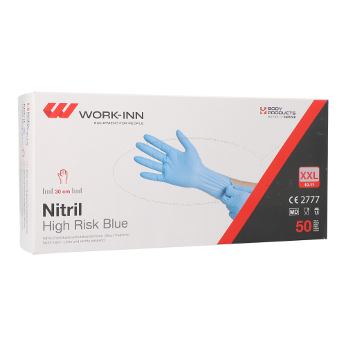"WORK-INN" Handschuhe Nitril puderfrei "High Risk" blau Größe: 2XL