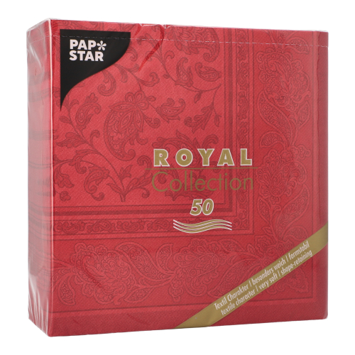 Servietten "ROYAL Collection" 1/4-Falz 40 cm x 40 cm bordeaux "Ornaments"