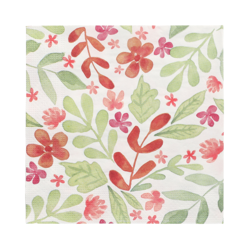 Servietten, 3-lagig 1/4-Falz 33 cm x 33 cm "Leaves and Flowers"