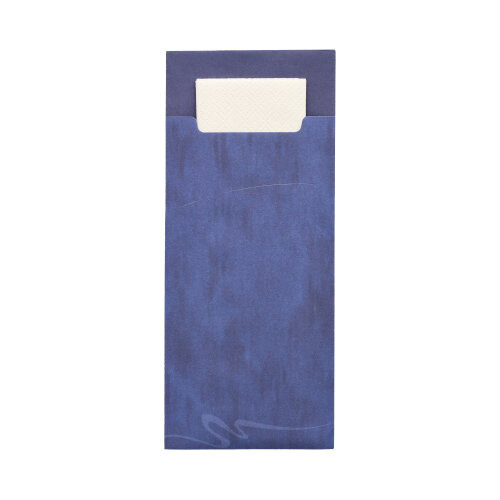 Bestecktaschen 20 cm x 8,5 cm blau inkl. weißer Serviette