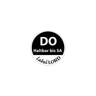 "LabelLord" HACCP Lebensmitteletiketten Ø 19 mm schwarz "Aqualabel" DO haltbar bis SA,abwaschbar