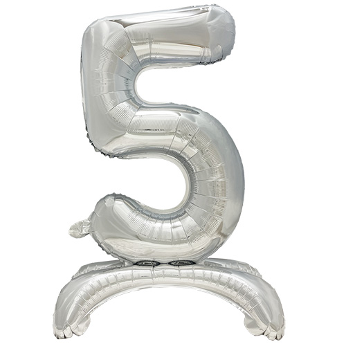 Folienluftballon 73 cm silber "5" stehend