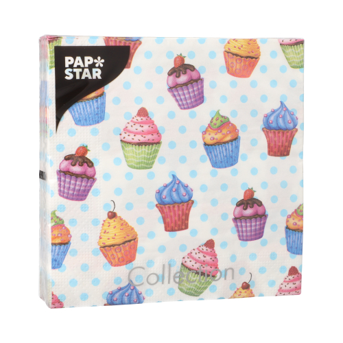 Servietten, 3-lagig 1/4-Falz 33 cm x 33 cm "Cupcakes"