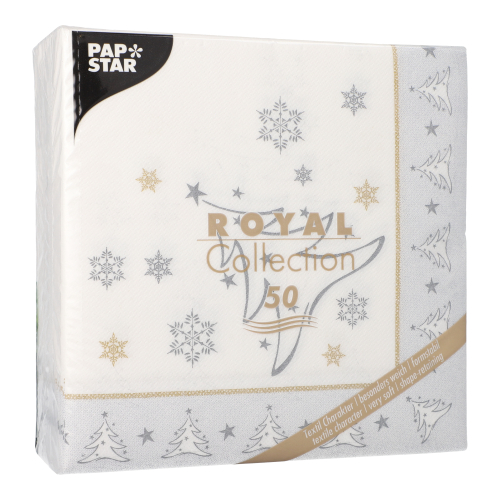 Servietten "ROYAL Collection" 1/4-Falz 40 cm x 40 cm silber "X-Mas Elegance"