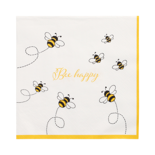 Servietten, 3-lagig 1/4-Falz 33 cm x 33 cm "Bee Happy"