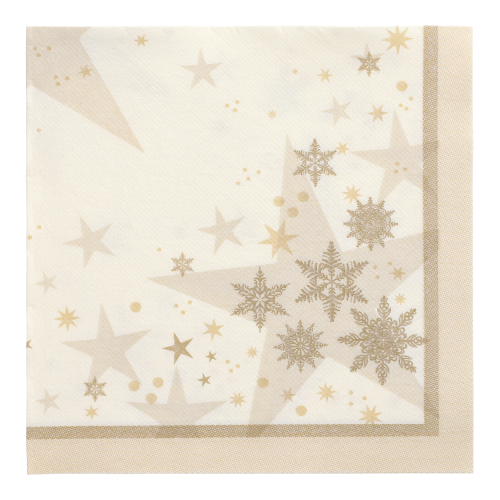 Servietten "ROYAL Collection" 1/4-Falz 40 cm x 40 cm champagner "Stars and Snowflakes"