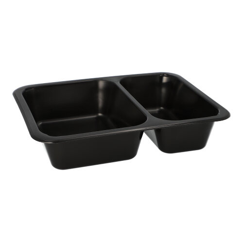 Mehrweg-Menüschalen PP 2-geteilt 4,5 cm x 22,7 cm x 17,8 cm schwarz