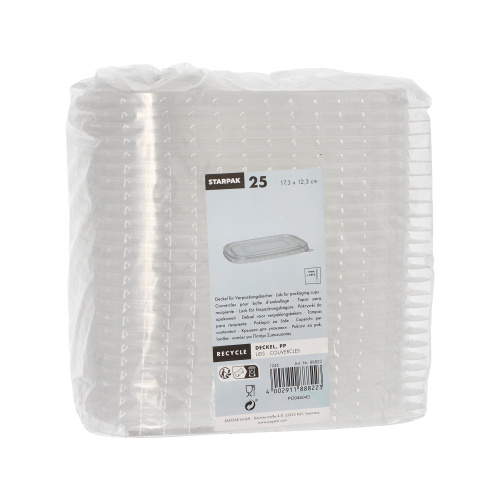 Deckel für Verpackungsbecher, PP rechteckig 1 cm x 17,1 cm x 12 cm transparent