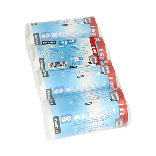 Müllbeutel, HDPE 25 l 52 cm x 50 cm transparent 11 my