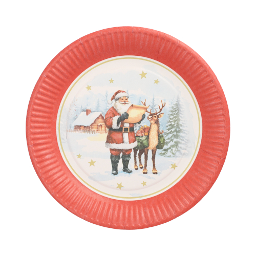 Teller, Pappe rund Ø 23 cm "Dear Santa"