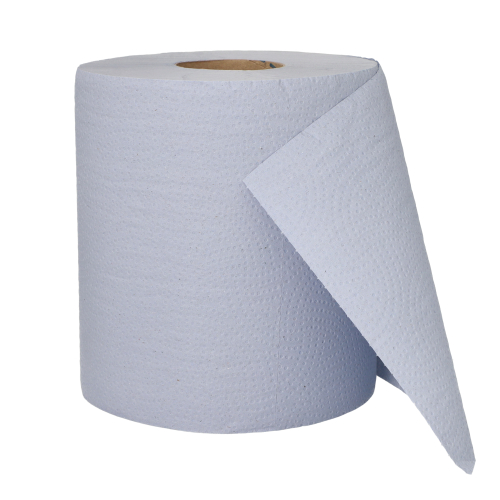 Putzrollen, 2-lagig Ø 20 cm · 167,5 m x 22 cm blau perforiert, 500 Abrisse, Blatt 22 x 33,5 cm