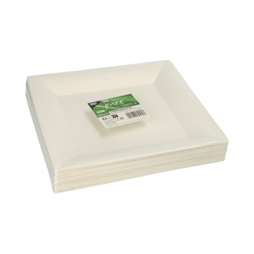 Fingerfood - Teller, Zuckerrohr "pure" eckig 1,5 cm x 20,3 cm x 20,3 cm weiss