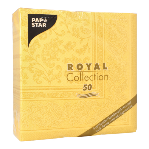 Servietten "ROYAL Collection" 1/4-Falz 40 cm x 40 cm gelb "Ornaments"