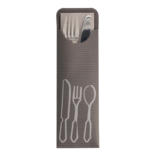 Bestecktaschen 23,5 cm x 7,3 cm anthrazit inkl. farbiger Serviette