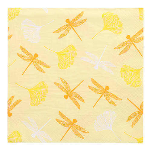 Servietten, 3-lagig 1/4-Falz 40 cm x 40 cm gelb "Ginko"