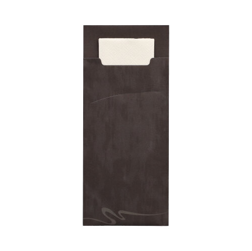 Bestecktaschen 20 cm x 8,5 cm schwarz inkl. weißer Serviette