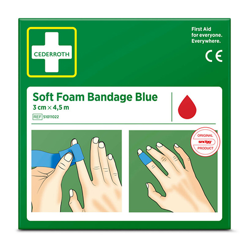 "Cederroth" Soft Foam Bandage 4,5 m x 3 cm blau , Refill