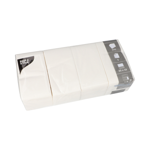 Servietten, 2-lagig 1/8-Falz 33 cm x 33 cm weiss