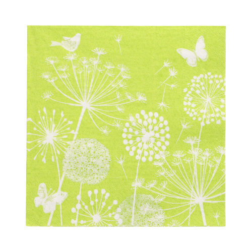 Servietten, 3-lagig 1/4-Falz 33 cm x 33 cm limonengrün "Meadow"