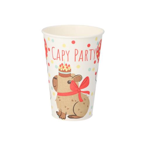 Trinkbecher, Pappe 0,2 l Ø 7 cm · 9,7 cm "Capy Party"