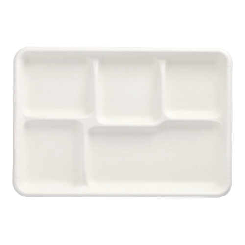 Menü-Trays, Zuckerrohr "pure" 5-geteilt 2,4 cm x 21,6 cm x 31,7 cm weiss