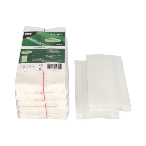 Butterbrotbeutel 21 cm x 10 cm x 3 cm weiss , fettdicht